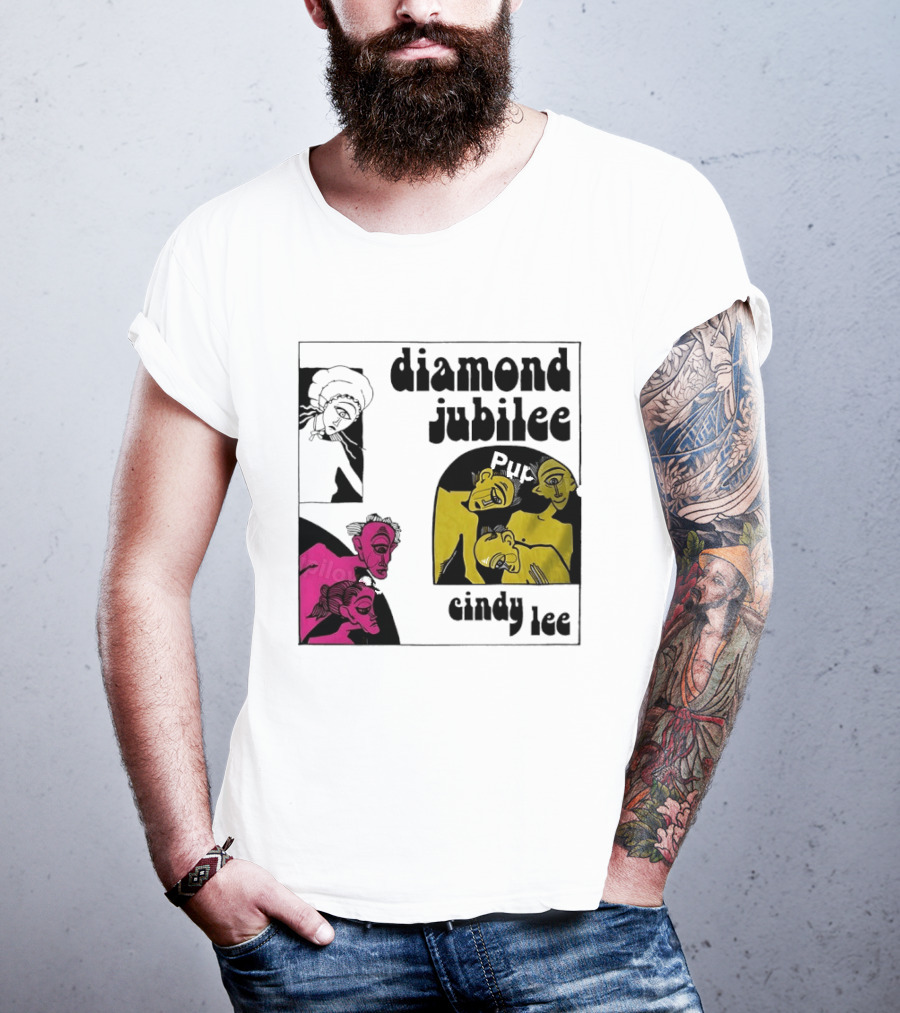 Diamond Jubilee Music Album Cindy Lee Illustrated Faces T-Shirt