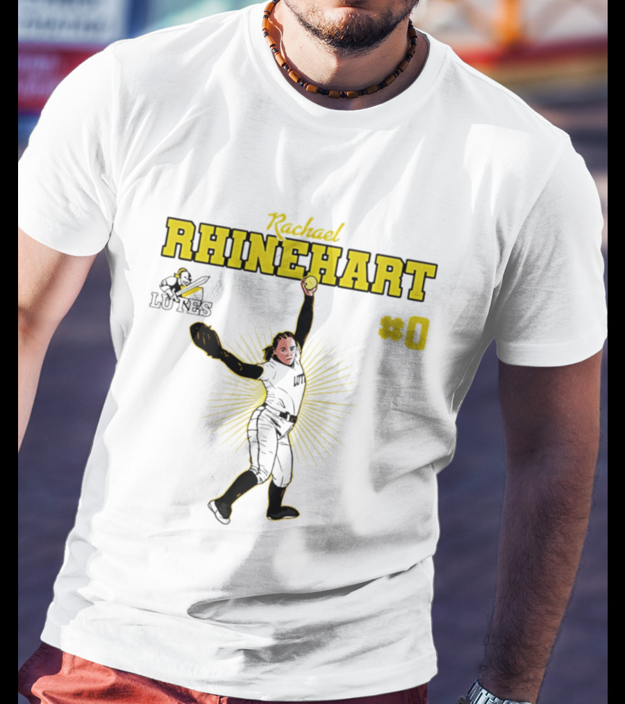 Rachael Rhinehart PLU Lutes Softball #0 Caricature T-Shirt