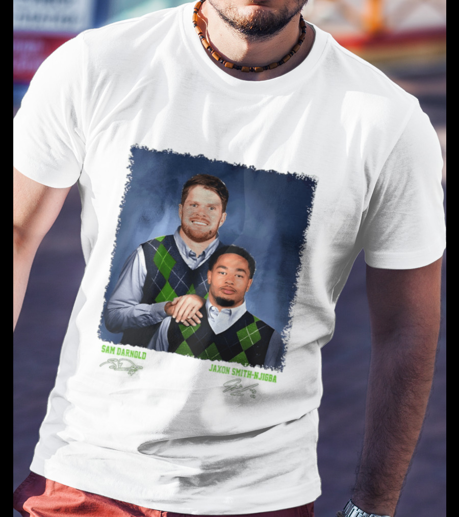 Sam Darnold Jaxon Smith Njigba Seattle Seahawks Step Brothers Football T-Shirt