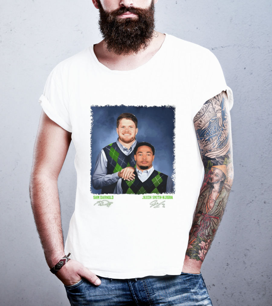 Sam Darnold Jaxon Smith Njigba Seattle Seahawks Step Brothers Football T-Shirt
