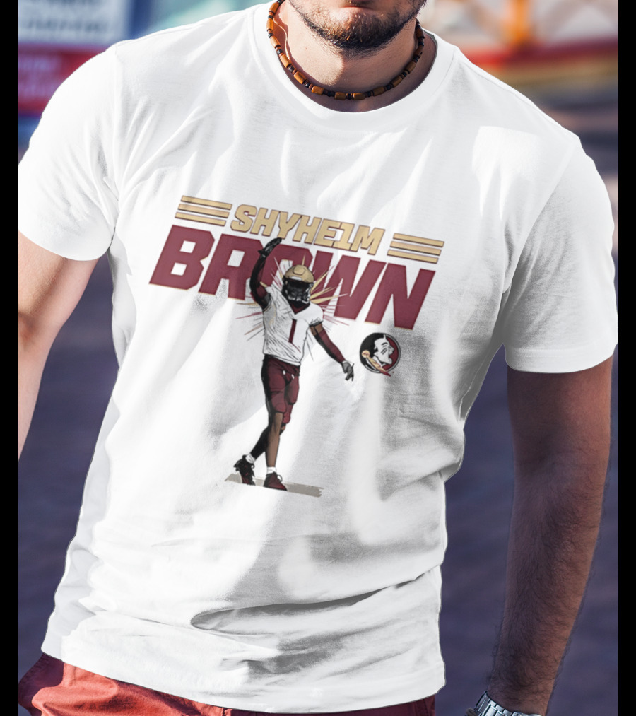 Shyheim Brown Fsu Football Caricature Ncaa Player Execution T-Shirt