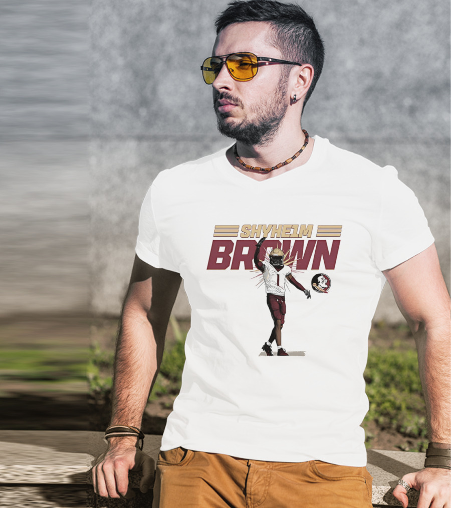 Shyheim Brown Fsu Football Caricature Ncaa Player Execution T-Shirt