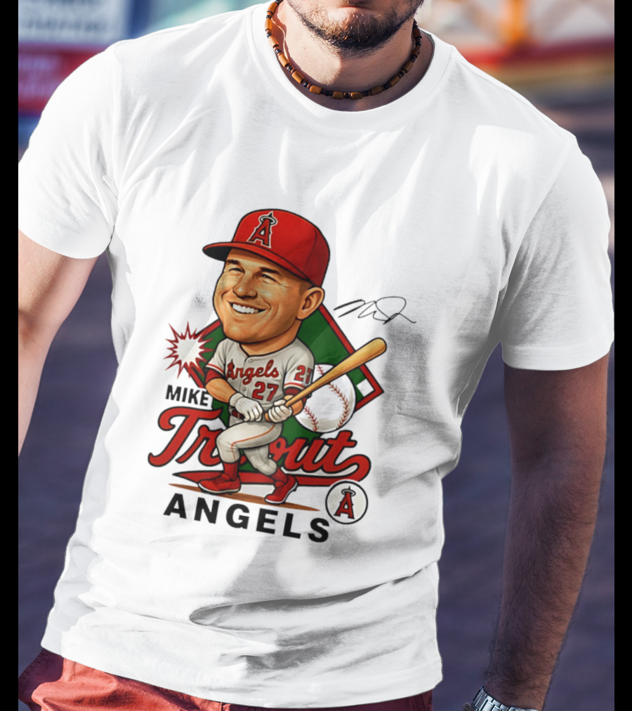 Mike Trout Angels Baseball Caricature Los Angeles Legend T-Shirt