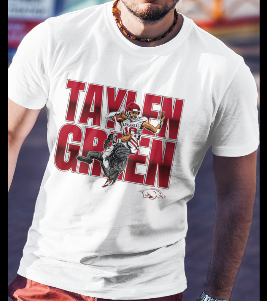 Taylen Green Arkansas Football NCAA Razorbacks Caricature T-Shirt
