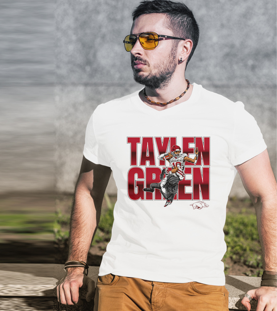 Taylen Green Arkansas Football NCAA Razorbacks Caricature T-Shirt