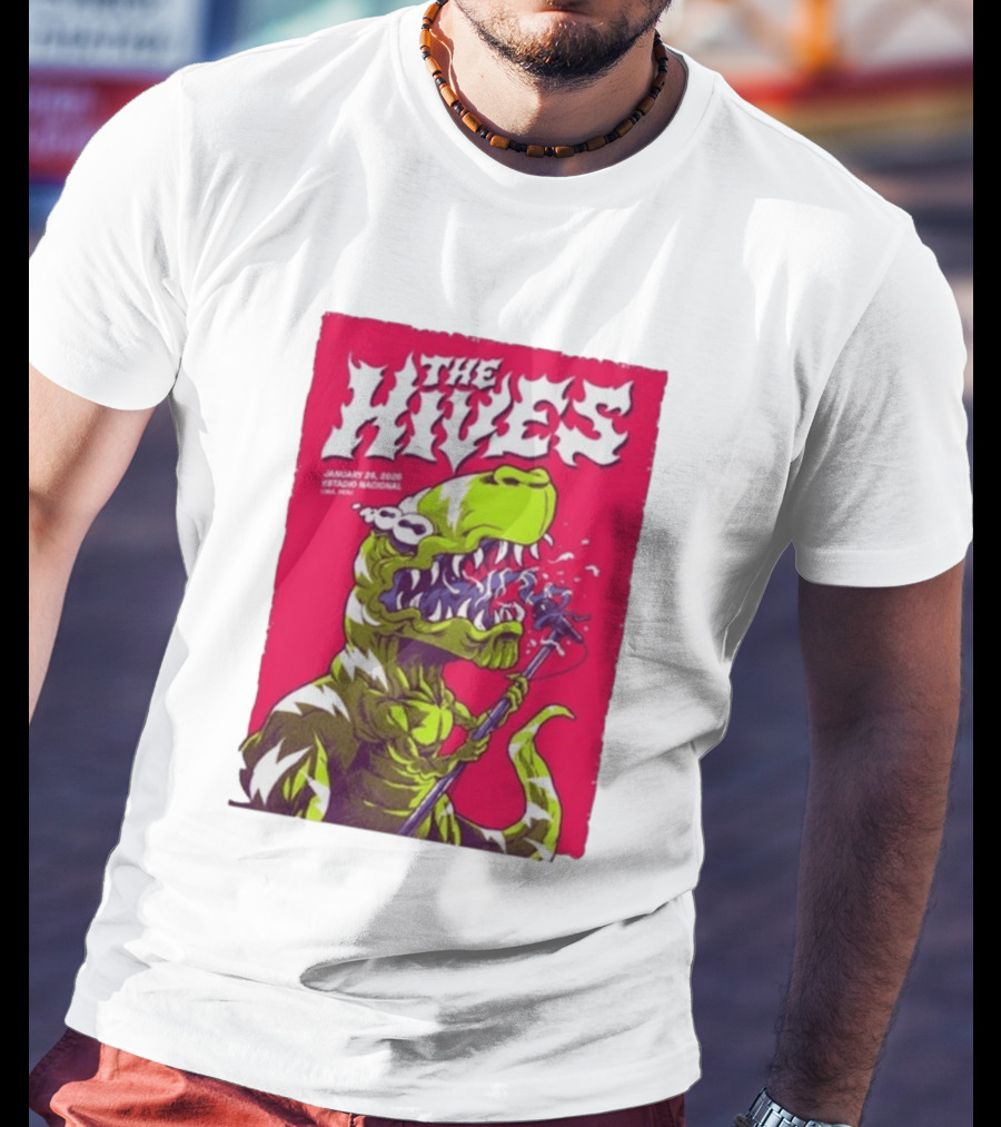 The Hives Live In Lima Peru January 25 2026 Estadio Nacional Dinosaur T-Shirt