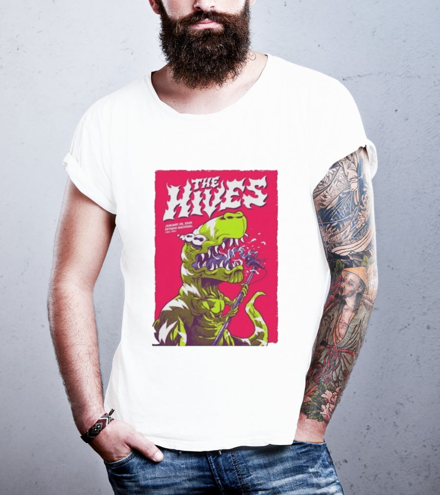The Hives Live In Lima Peru January 25 2026 Estadio Nacional Dinosaur T-Shirt