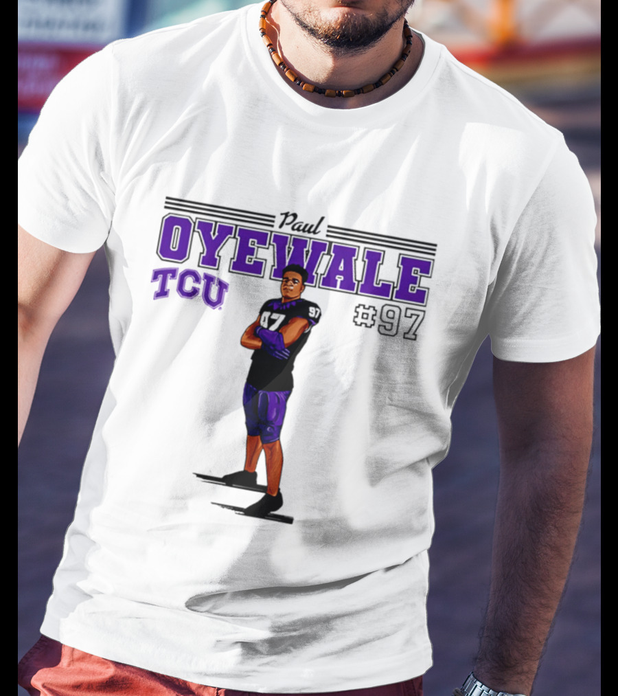 Paul Oyewale TCU Football NCAA #97 Caricature T-Shirt