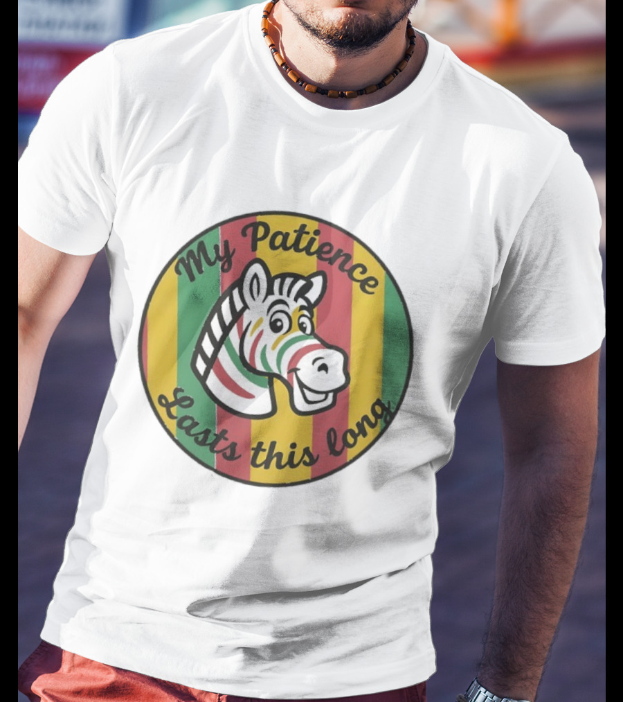 Zebra My Patience Lasts This Long Striped Cartoon T-Shirt