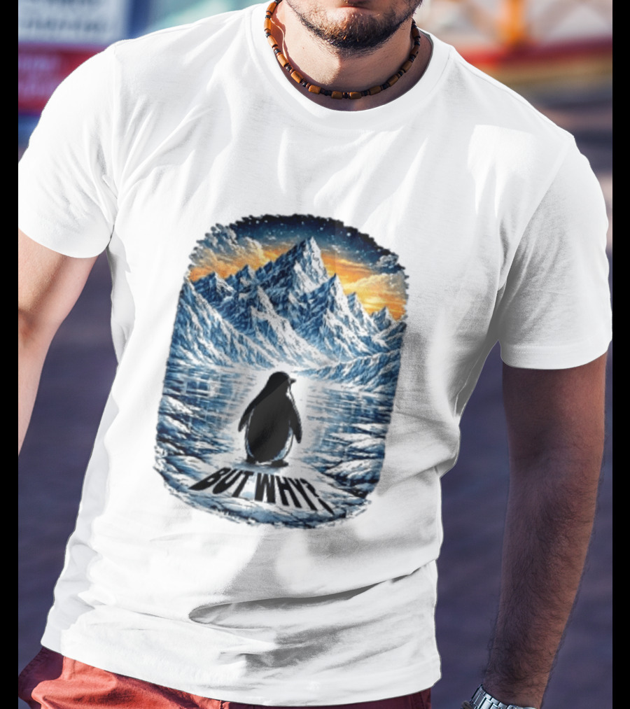 Viral Nihilist Penguin But Why Mountain Reflection T-Shirt