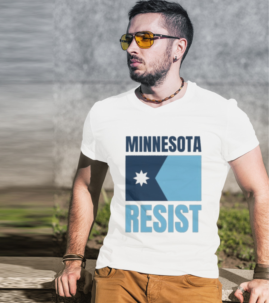 MINNESOTA RESIST Star Flag Blue Rectangle T-Shirt