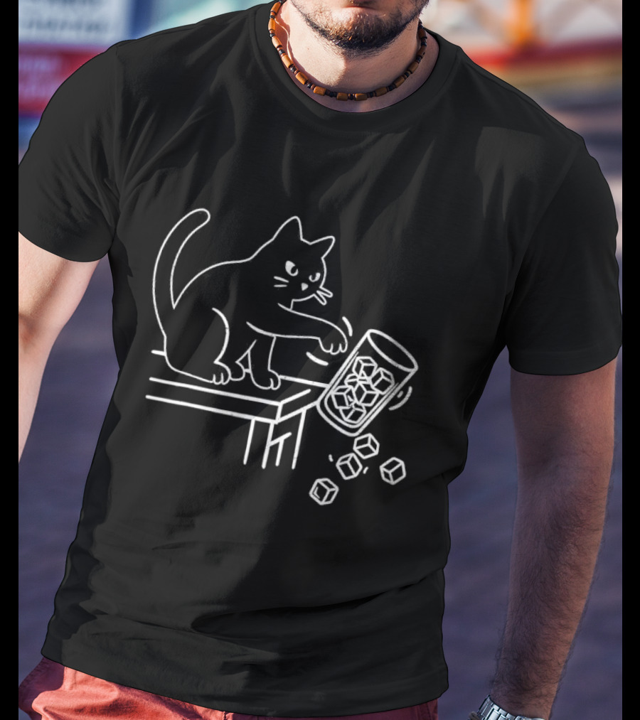 Abolish ICE Black Cat Knocking Over Glass Ice Cube Meme T-Shirt