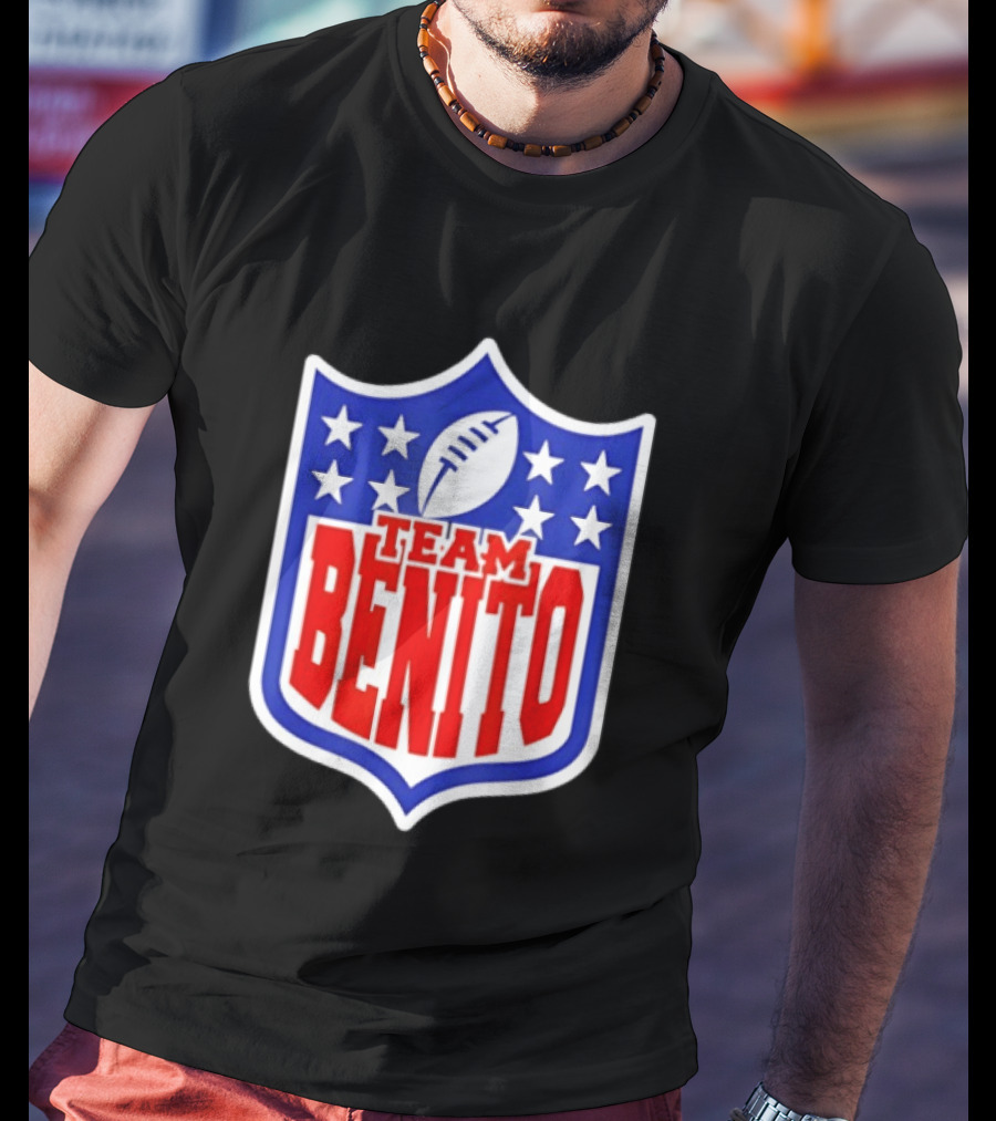 Team Benito Football Shield Stars Personalized Name T-Shirt