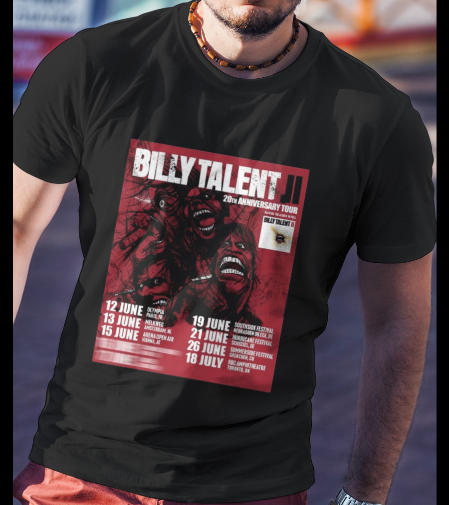 Billy Talent 20th Anniversary Tour Dates Europe Canada 2023 T-Shirt
