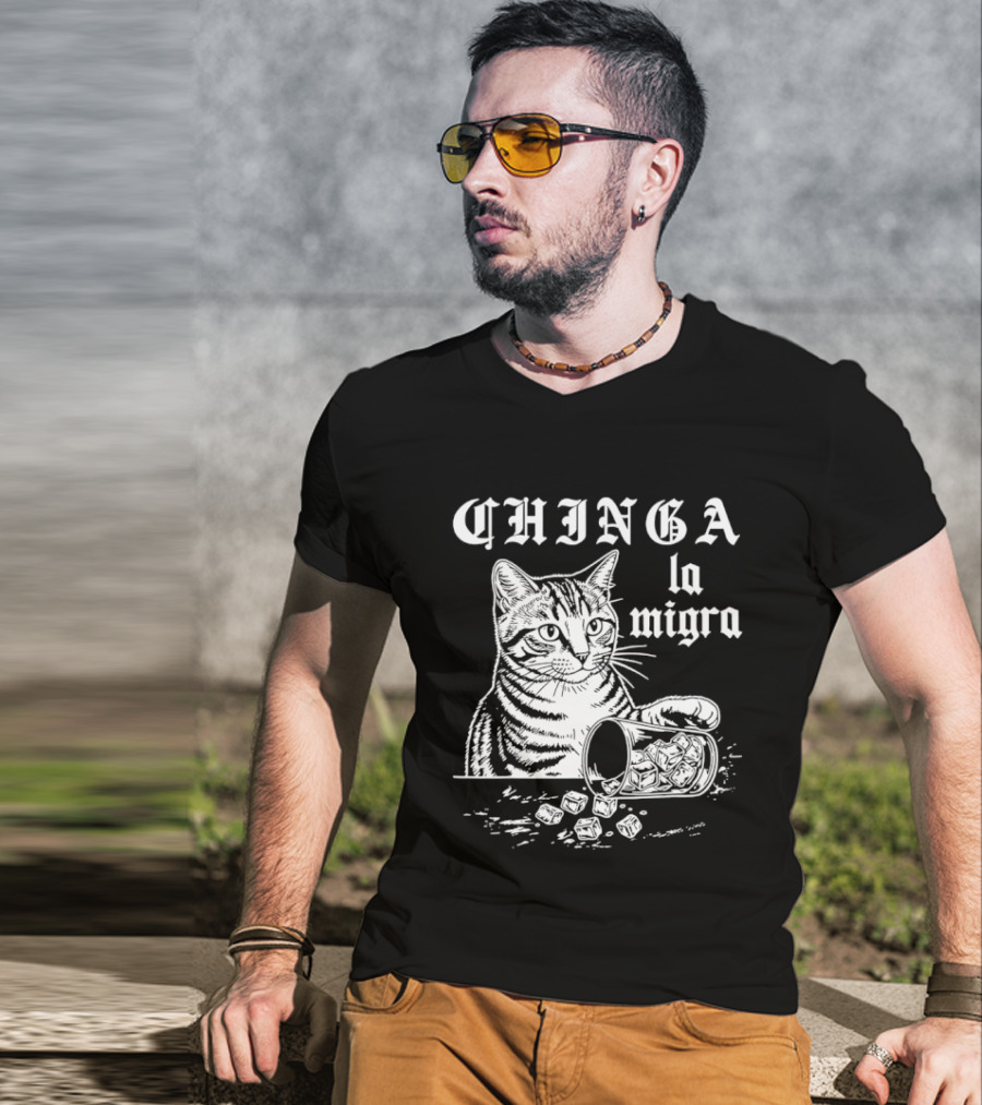 Chinga La Migra Cat Spilled T-Shirt