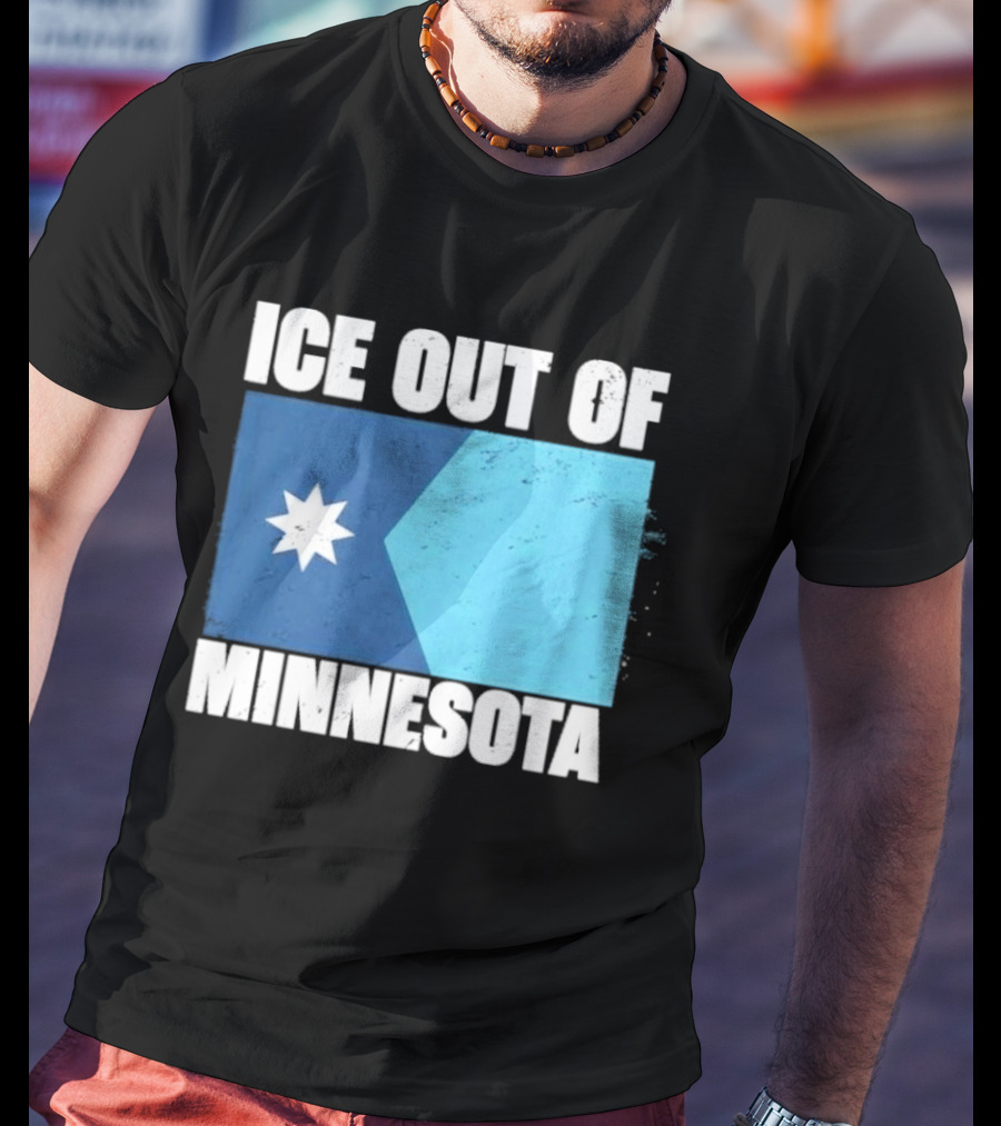 Ice Out Of Minnesota Flag Star Blue Shape T-Shirt