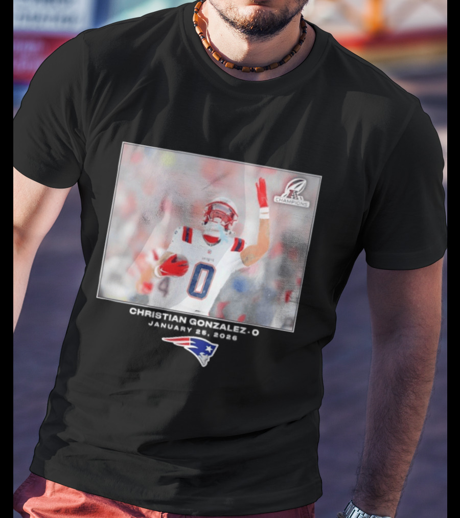 Christian Gonzalez New England Patriots AFC Champions Week 21 T-Shirt