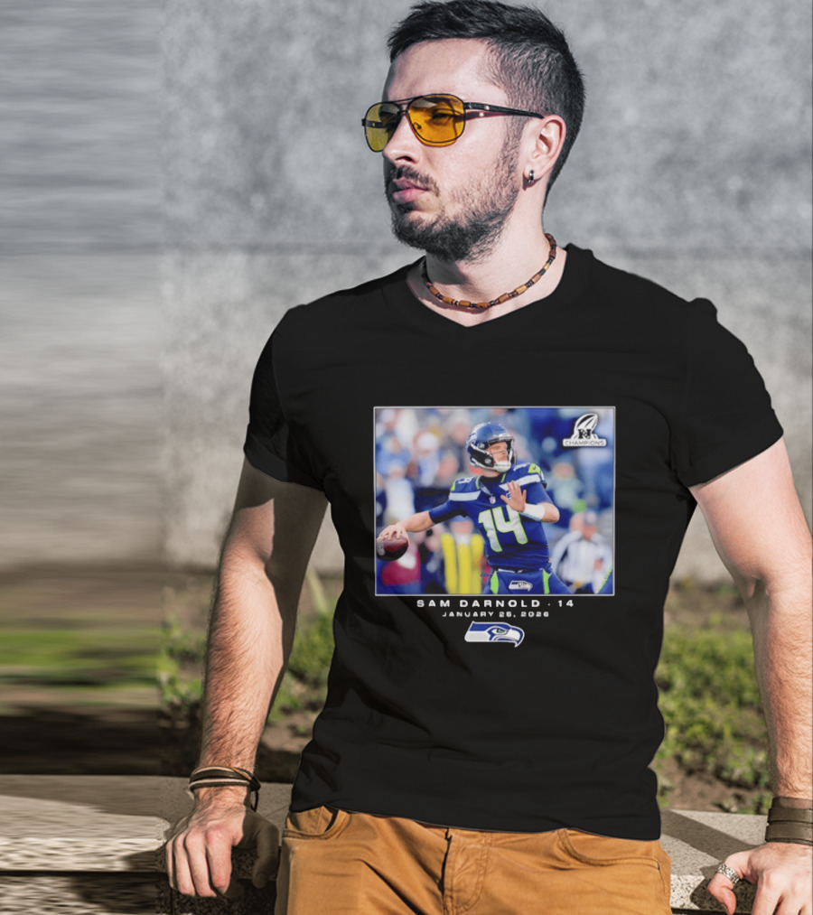 Sam Darnold 14 Seattle Seahawks January 26 2020 NFL Champions T-Shirt