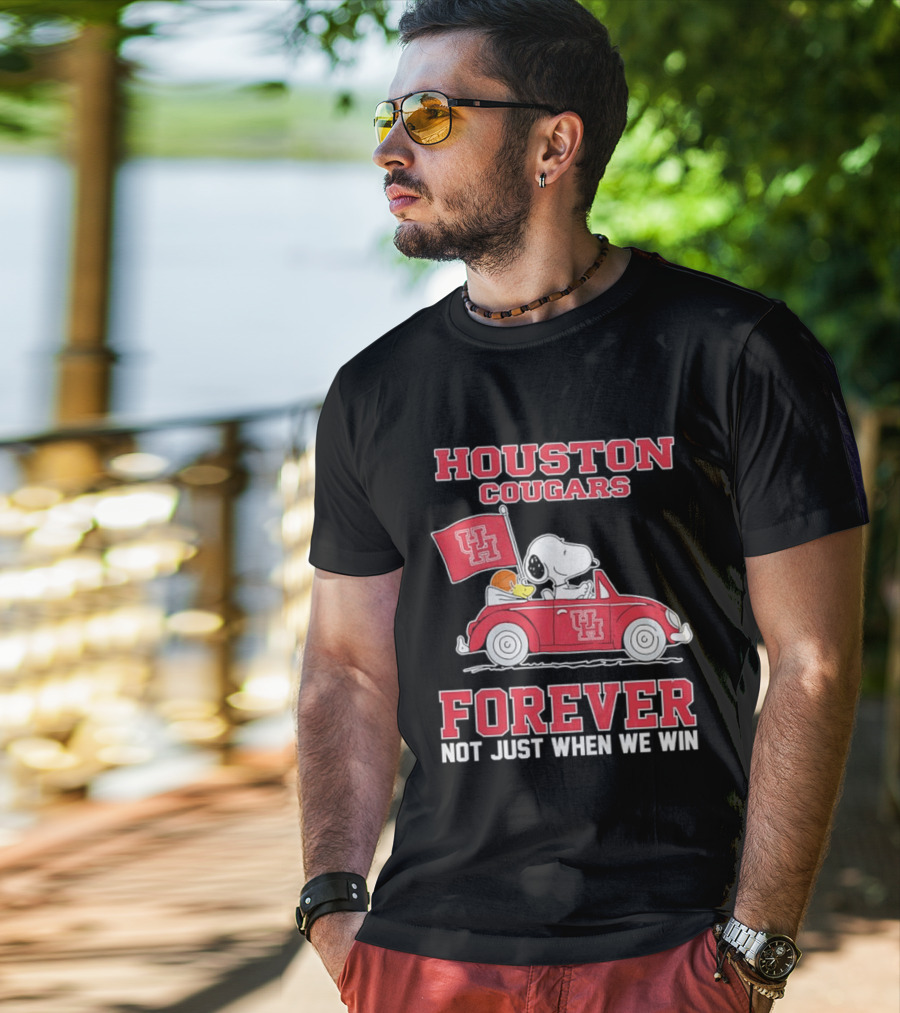 Houston Cougars Snoopy Woodstock Driving UH Car Forever Not Just When We Win T-Shirt