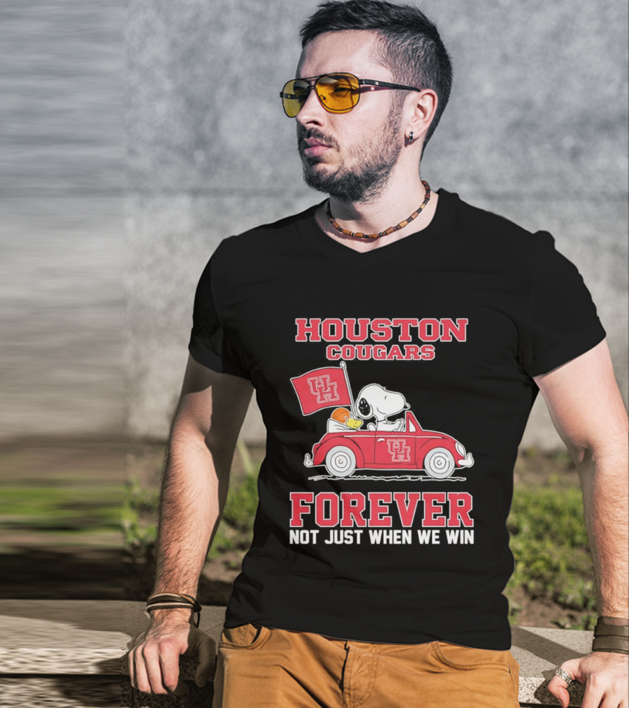Houston Cougars Snoopy Woodstock Driving UH Car Forever Not Just When We Win T-Shirt