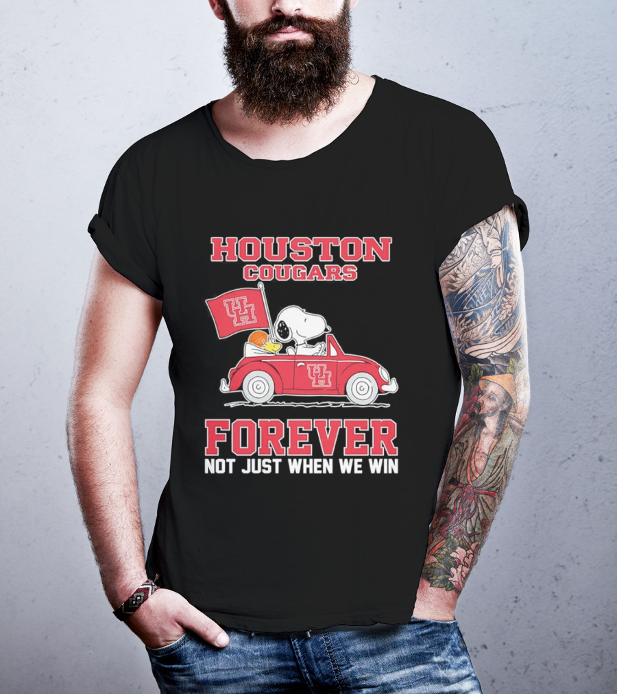 Houston Cougars Snoopy Woodstock Driving UH Car Forever Not Just When We Win T-Shirt