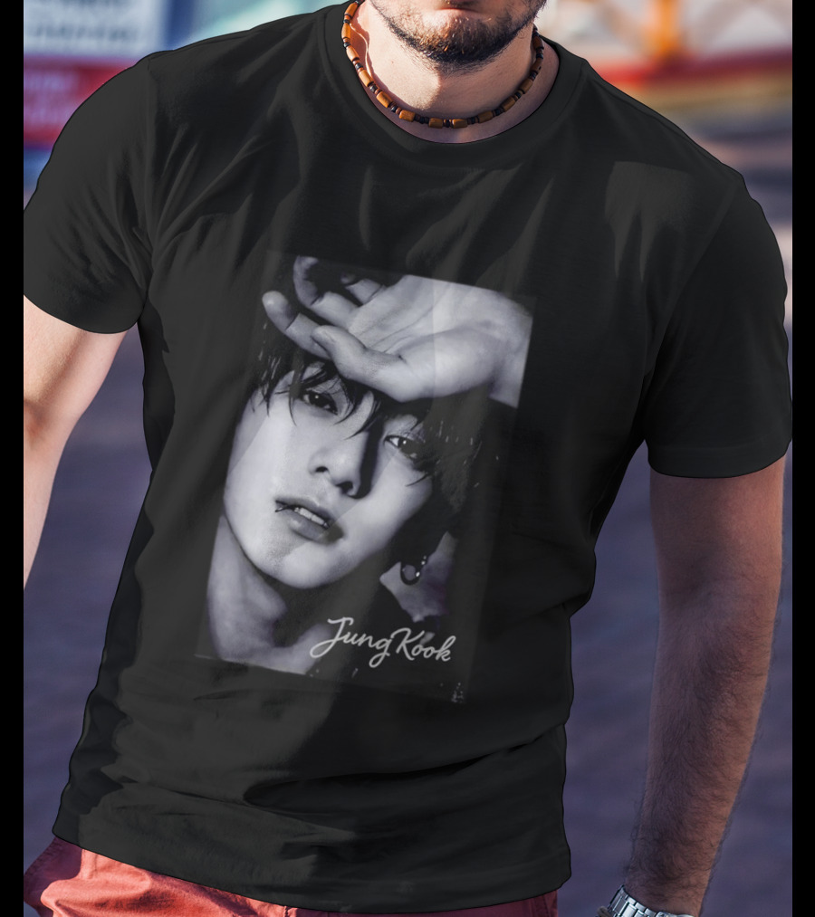 Jungkook BTS Iconic Style Black And White T-Shirt