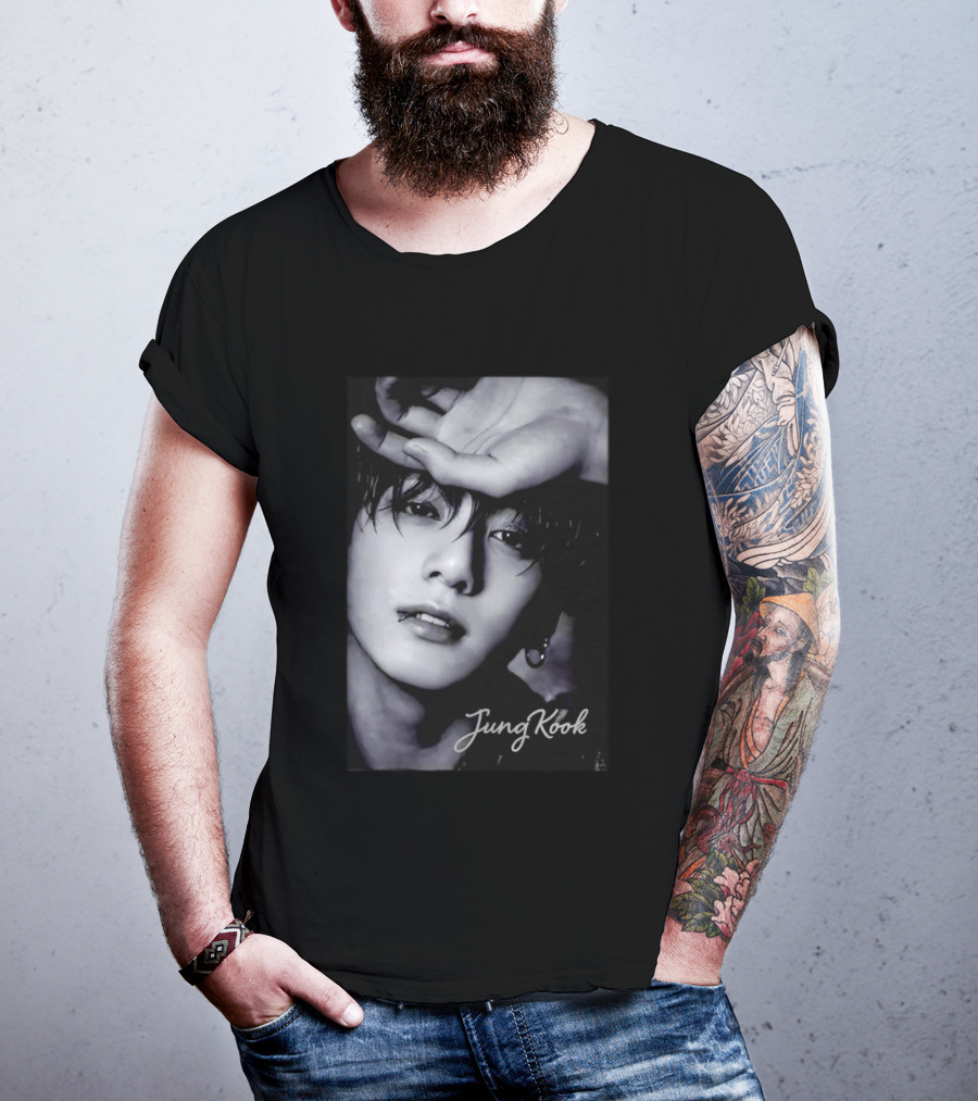 Jungkook BTS Iconic Style Black And White T-Shirt