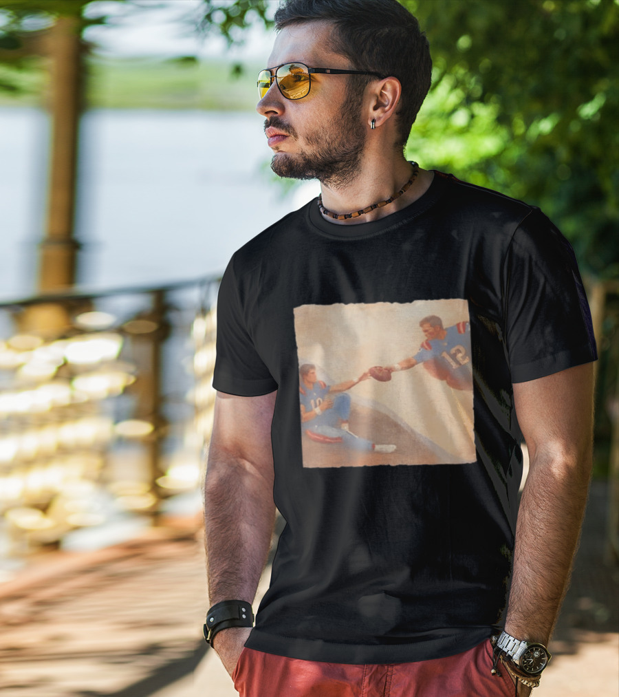 The Creation Of Tom Brady Passing Football To Drake Maye T-Shirt