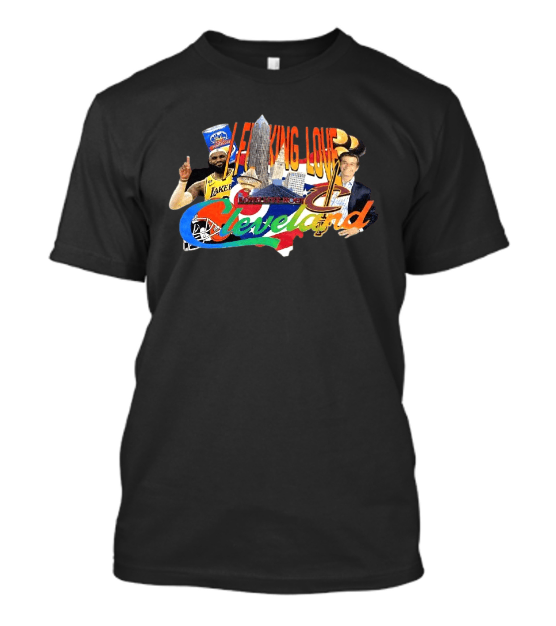 LeBron James I F***ing Love Cleveland Skyline Lakers Basketball T-Shirt