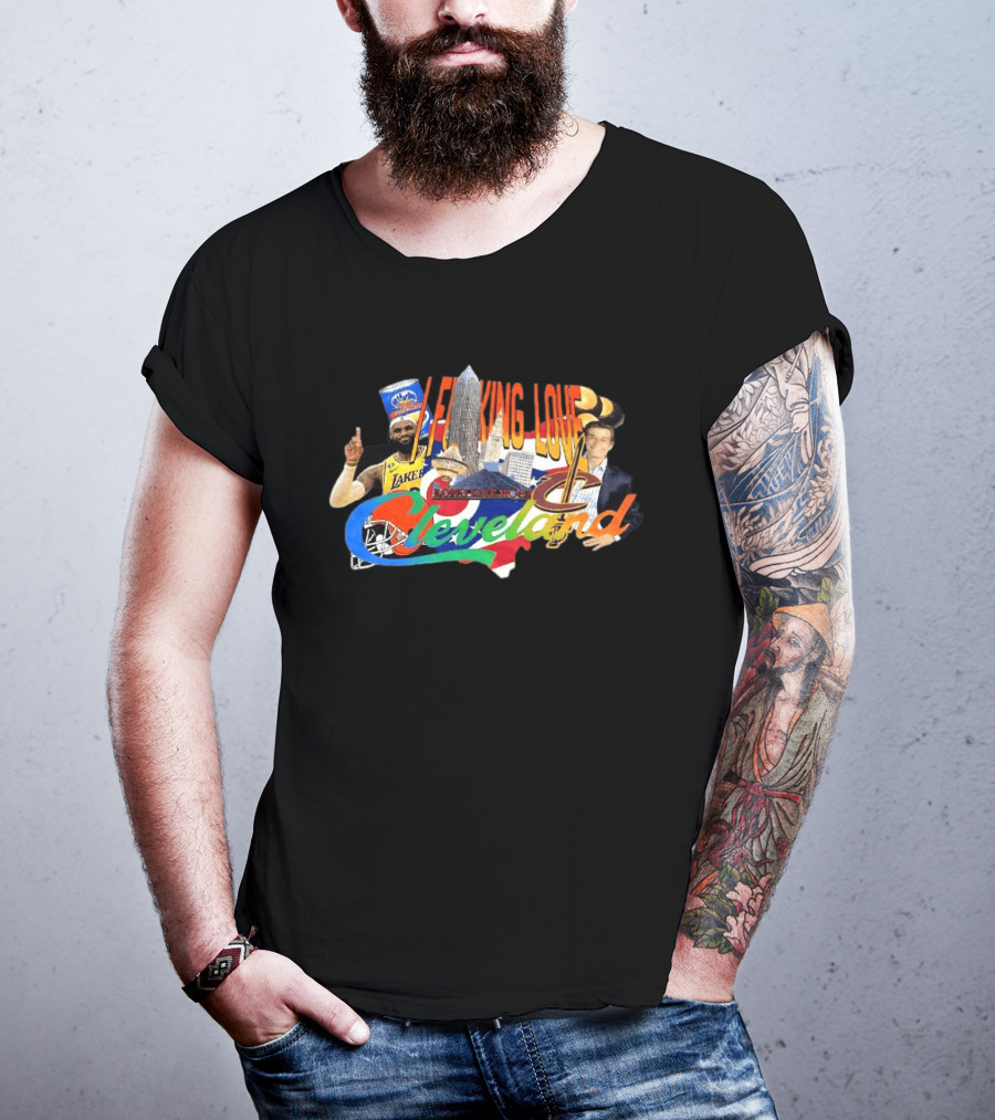 LeBron James I F***ing Love Cleveland Skyline Lakers Basketball T-Shirt