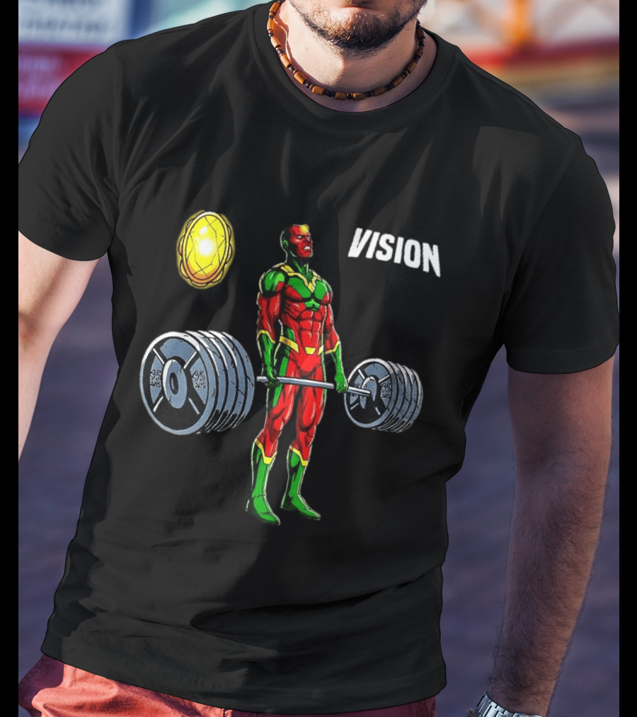 Vision Superhero Lifting Weights Gym Motivation T-Shirt