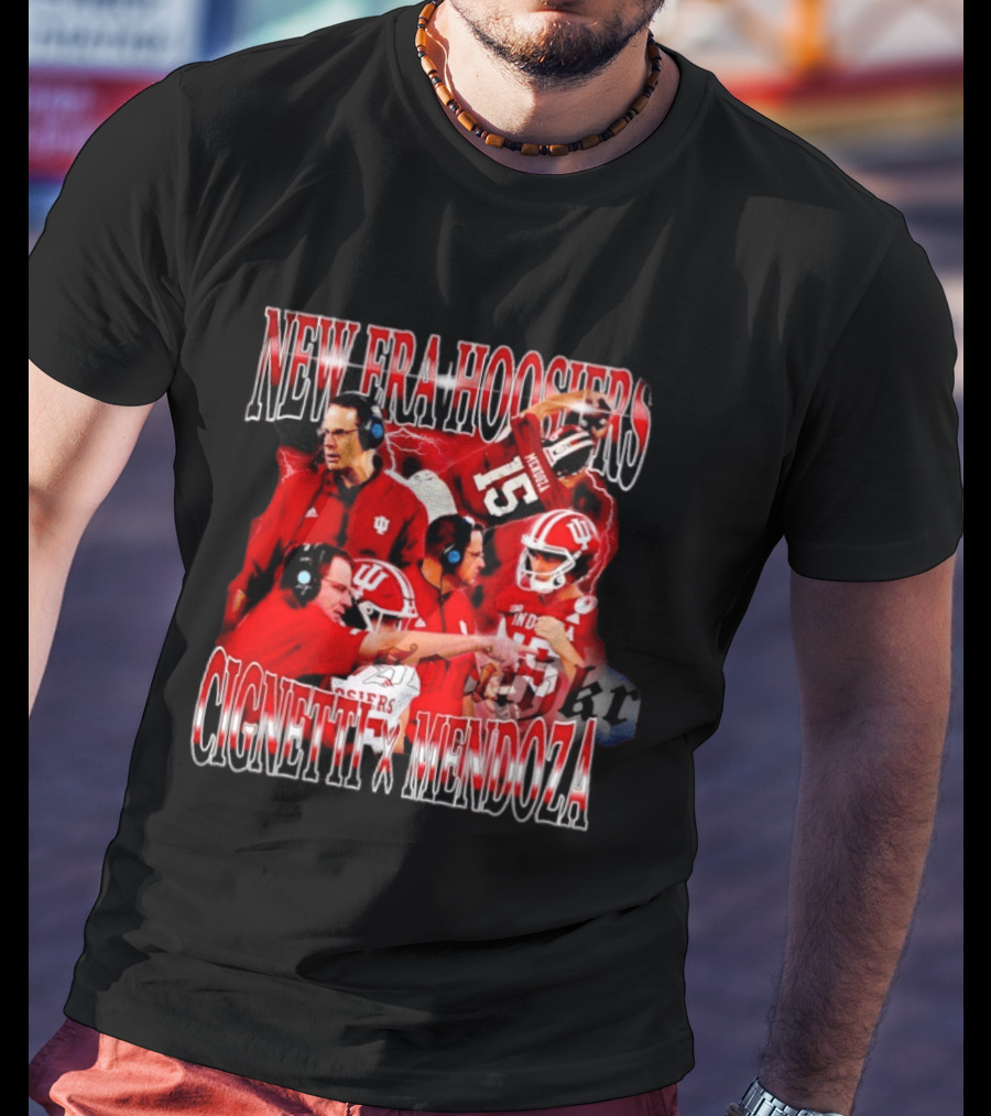 New Era Hoosiers Cignetti Mendoza Football Coaches Collaboration T-Shirt