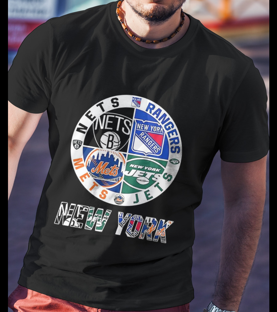 New York Nets Rangers Jets Mets Sports Team Mashup T-Shirt