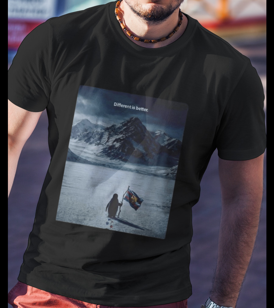 Barcelona Nihilist Penguin Different Is Better Flag Mountain Scene T-Shirt