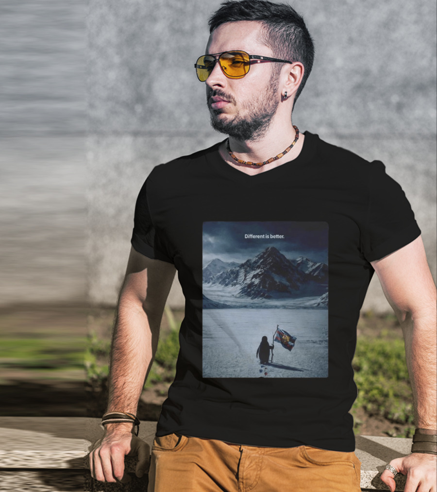 Barcelona Nihilist Penguin Different Is Better Flag Mountain Scene T-Shirt