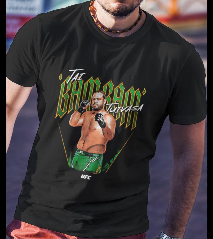Tai Tuivasa Bam Bam UFC Fighter Green Gloves T-Shirt