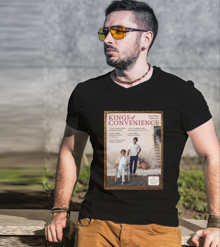 Kings Of Convenience Turne Estiva Italia 2026 Monfortinjazz Ferrara Tener A Mente Teatro Greco Festival T-Shirt