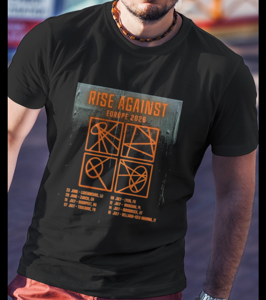 Rise Against Europe 2026 Tour With Concert Locations T-Shirt