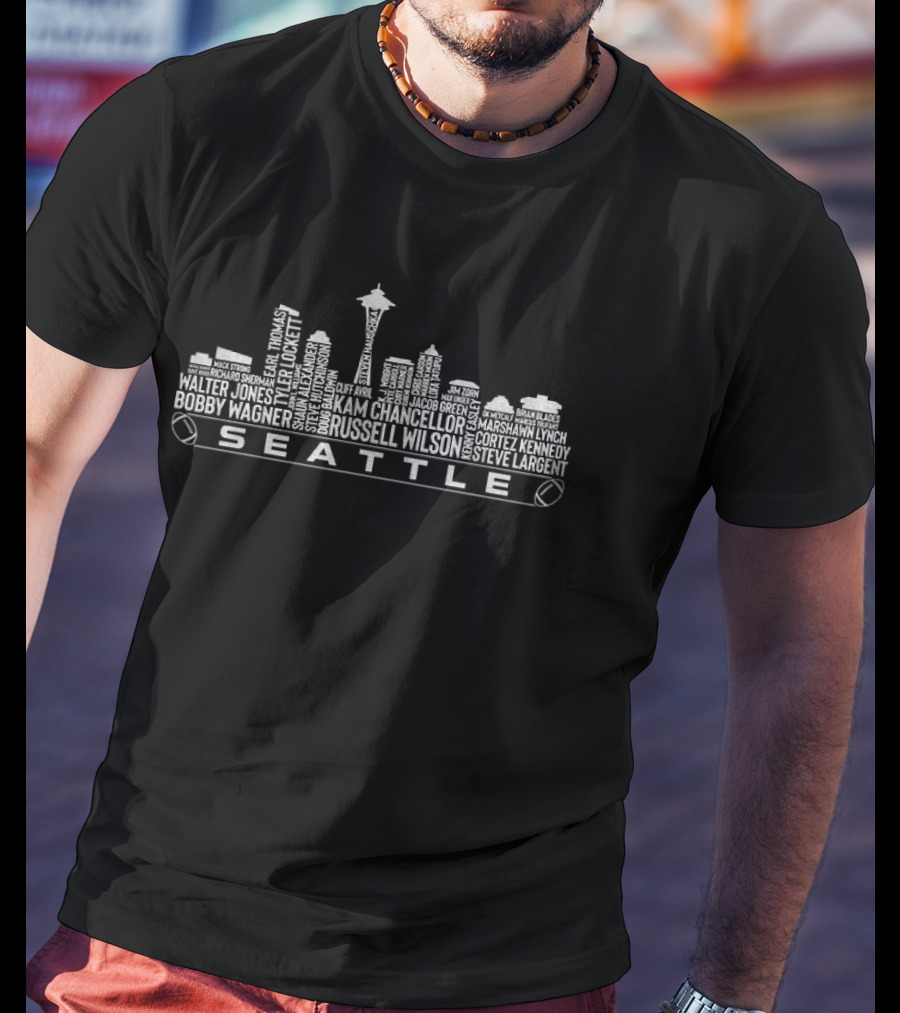 Seattle Seahawks Legends Skyline Featuring Team Greats T-Shirt