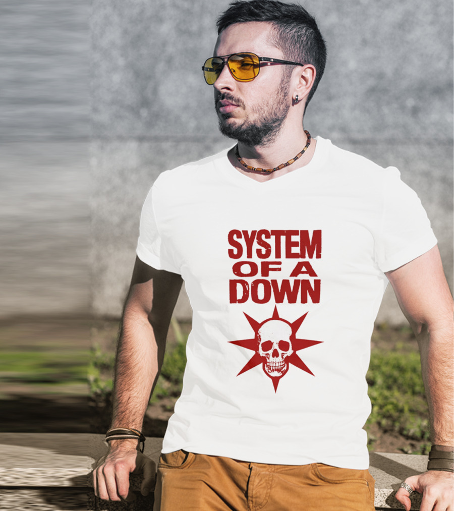 System Of A Down Skull Star Burst T-Shirt