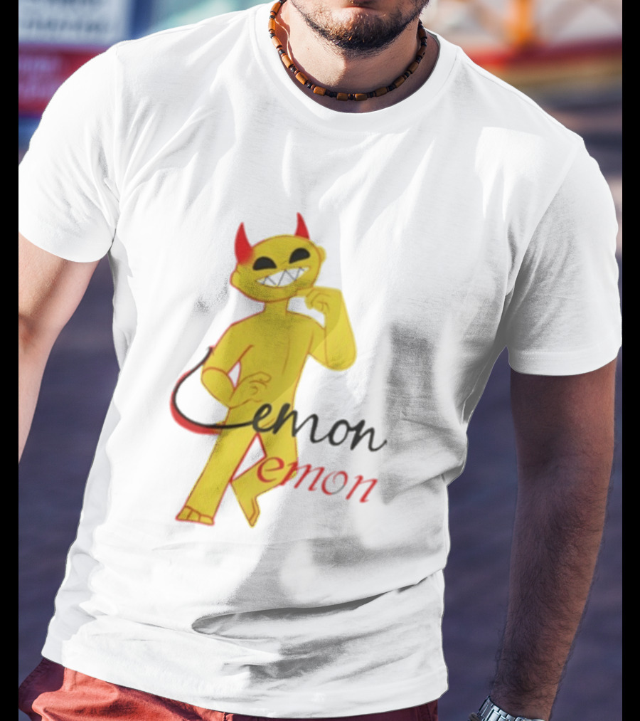Demon Heavy Blend Lemon Demon Red Horns Yellow T-Shirt
