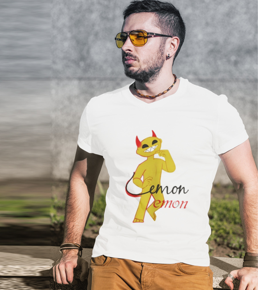 Demon Heavy Blend Lemon Demon Red Horns Yellow T-Shirt