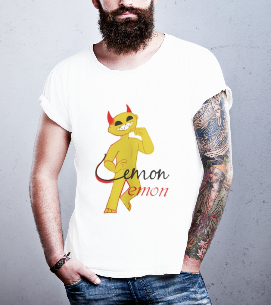 Demon Heavy Blend Lemon Demon Red Horns Yellow T-Shirt