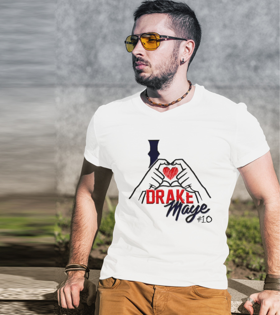 I Love Drake Maye #10 Heart Hands New England Patriots T-Shirt