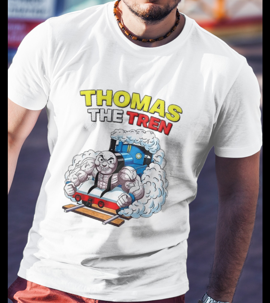 THOMAS THE TREN Cartoon Muscular Engine Puffing Steam T-Shirt