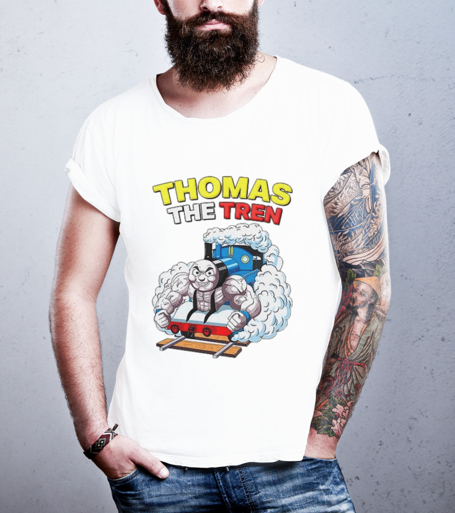 THOMAS THE TREN Cartoon Muscular Engine Puffing Steam T-Shirt