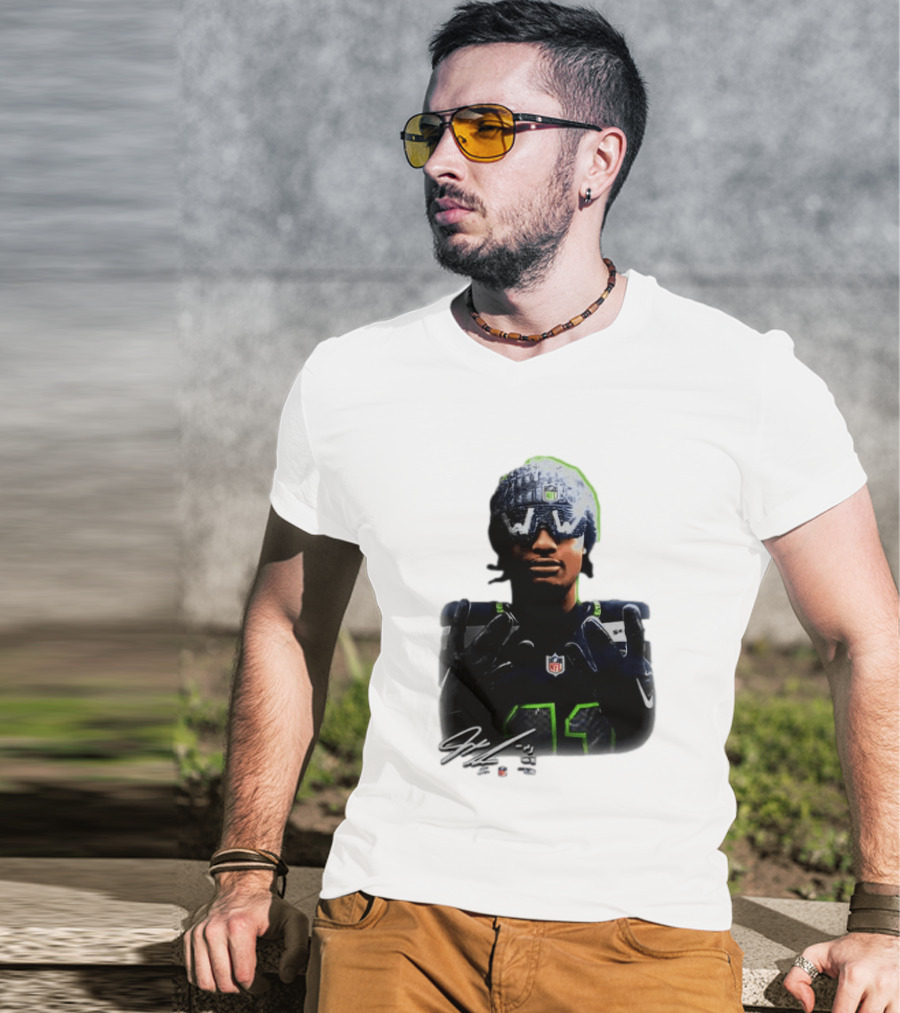 Jaxon Smith Njigba Seattle Seahawks Beanie Bling WW Sunglasses NFL Player Signature T-Shirt