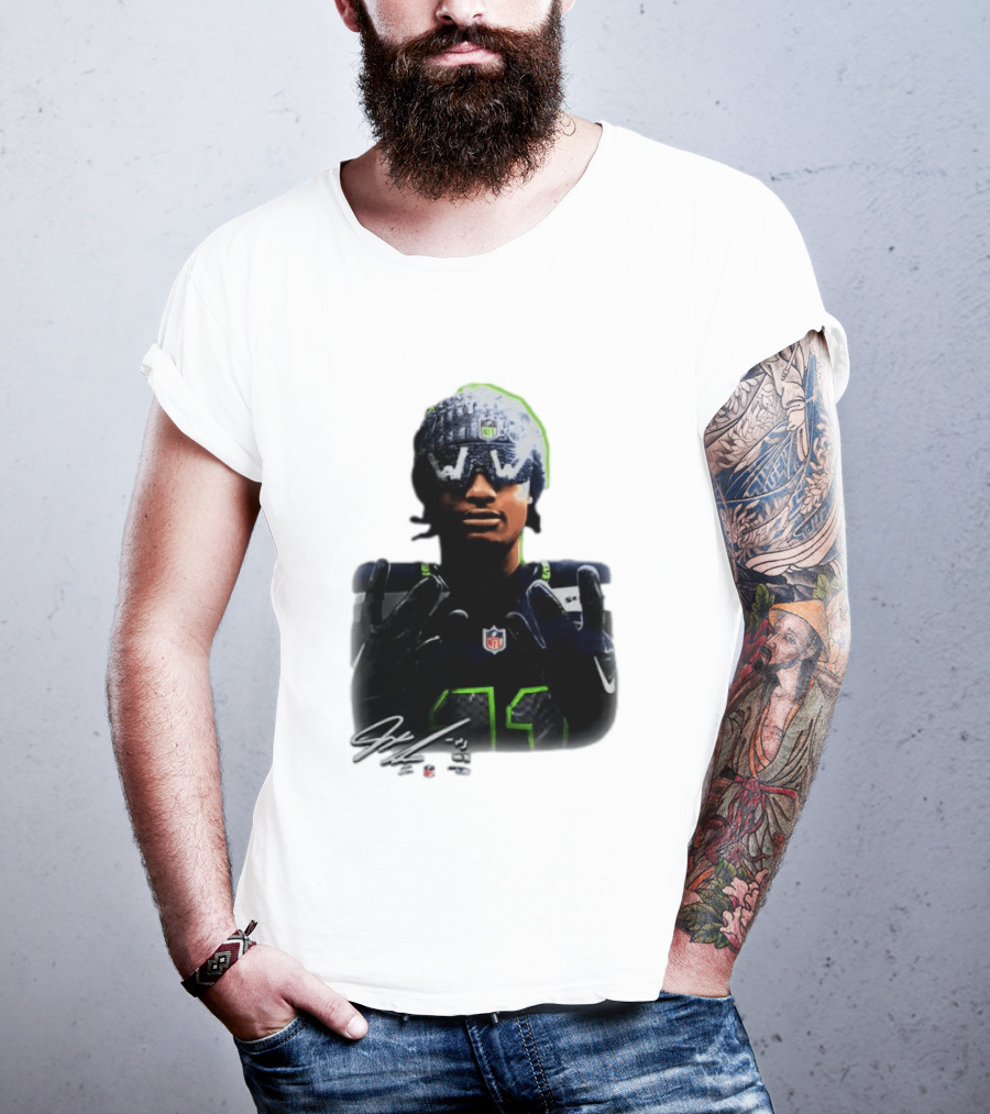 Jaxon Smith Njigba Seattle Seahawks Beanie Bling WW Sunglasses NFL Player Signature T-Shirt