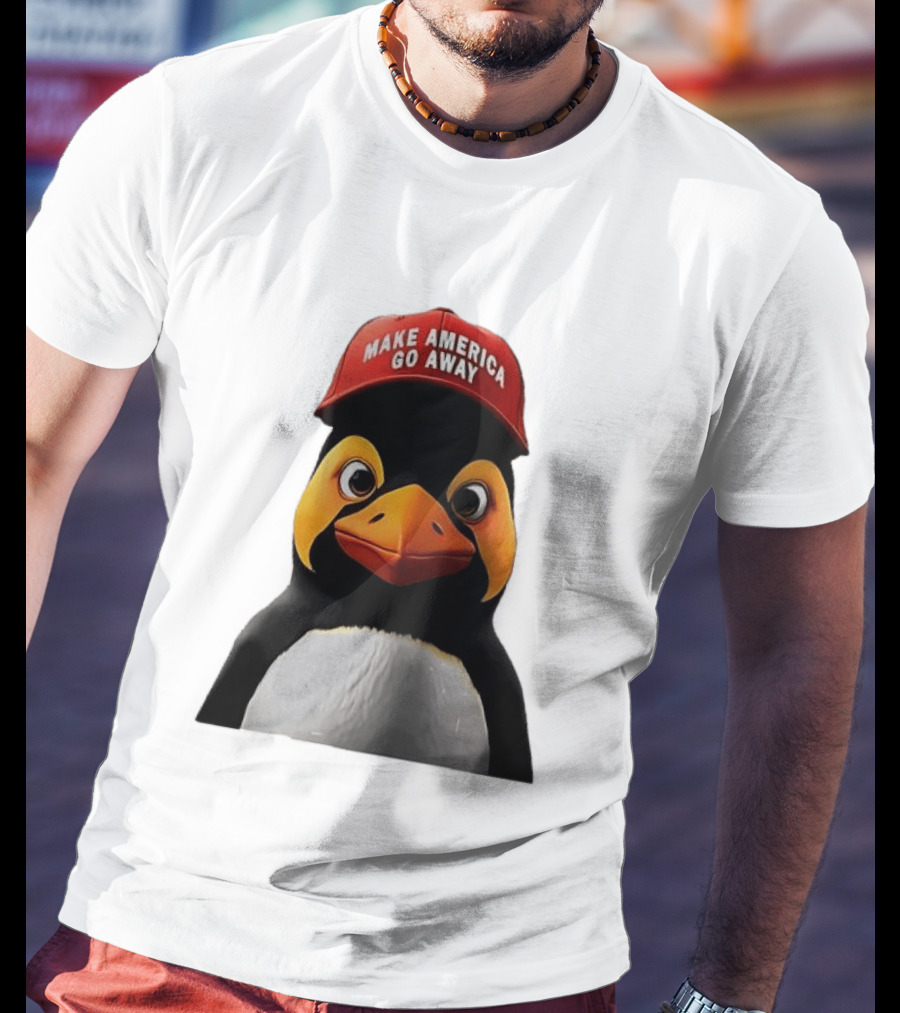 Make America Go Away Red Hat Penguin Iconic Humor T-Shirt