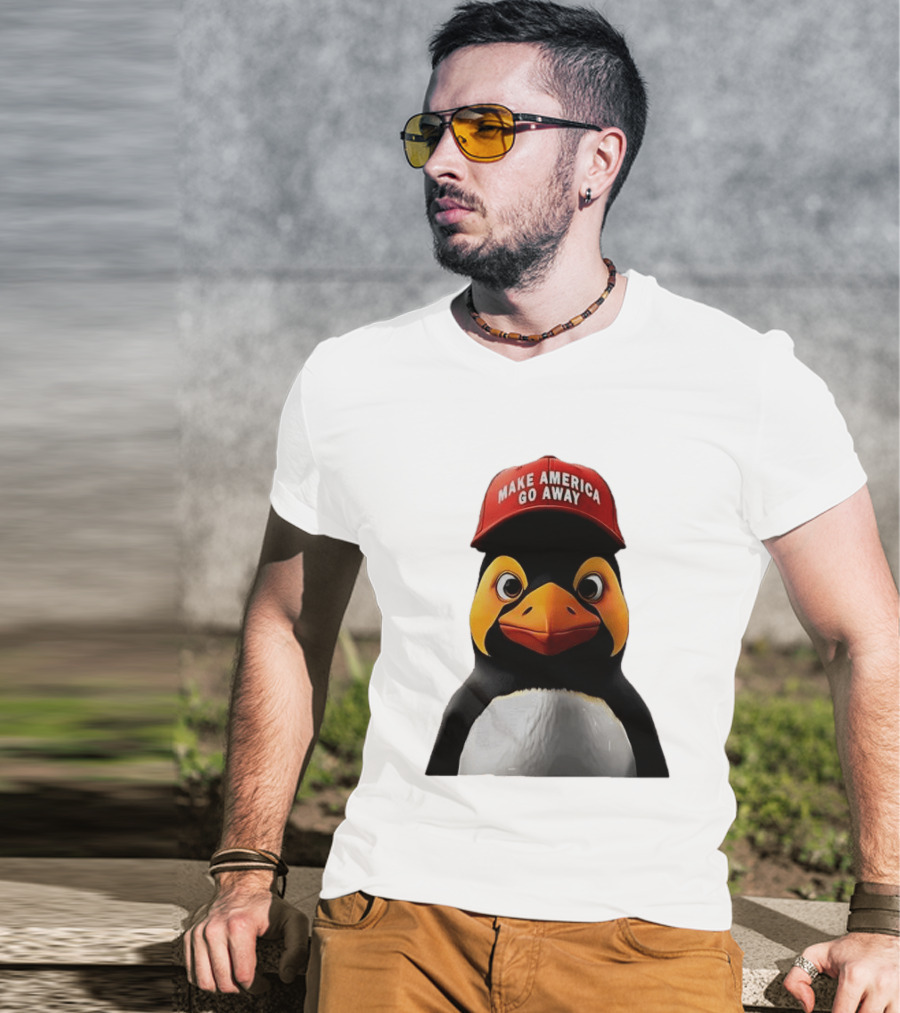 Make America Go Away Red Hat Penguin Iconic Humor T-Shirt